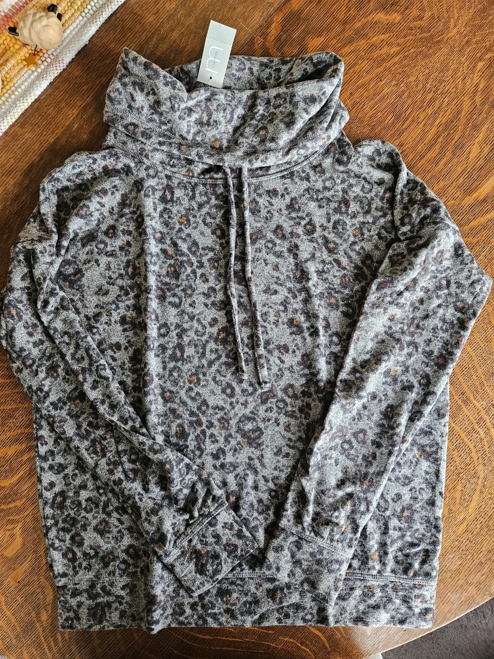 NWTs Women's Maurices Leopard Print Funnel Neck Sweater